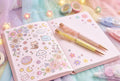 Stylo à bille motif feuille en alliage – Coloris rose ou jaune, finition rose gold