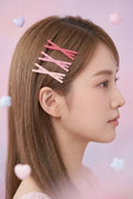 Lot de 3 pinces à cheveux roses en croix – Dégradé de rose, finition mate