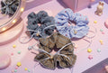 Chouchou à carreaux avec perle et ruban – Tissu froncé, 3 variantes
